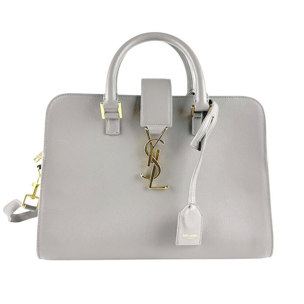 Saint Laurent Baby Cabas 2way Shoulder Bag leather gray gold